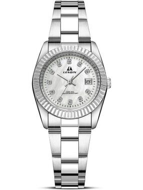 Ln Lnqin Womens Silver Analog Quartz Stainless Steel Band Waterproof Wrist Watch